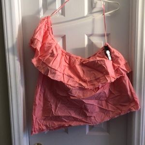 NWT Crown & Ivy Coral one shoulder blouse size XXL